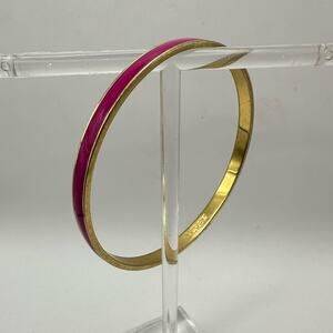 J Crew Enamel Gold Pink Bangle Bracelet Casual Preppy Jewelry Minimalist